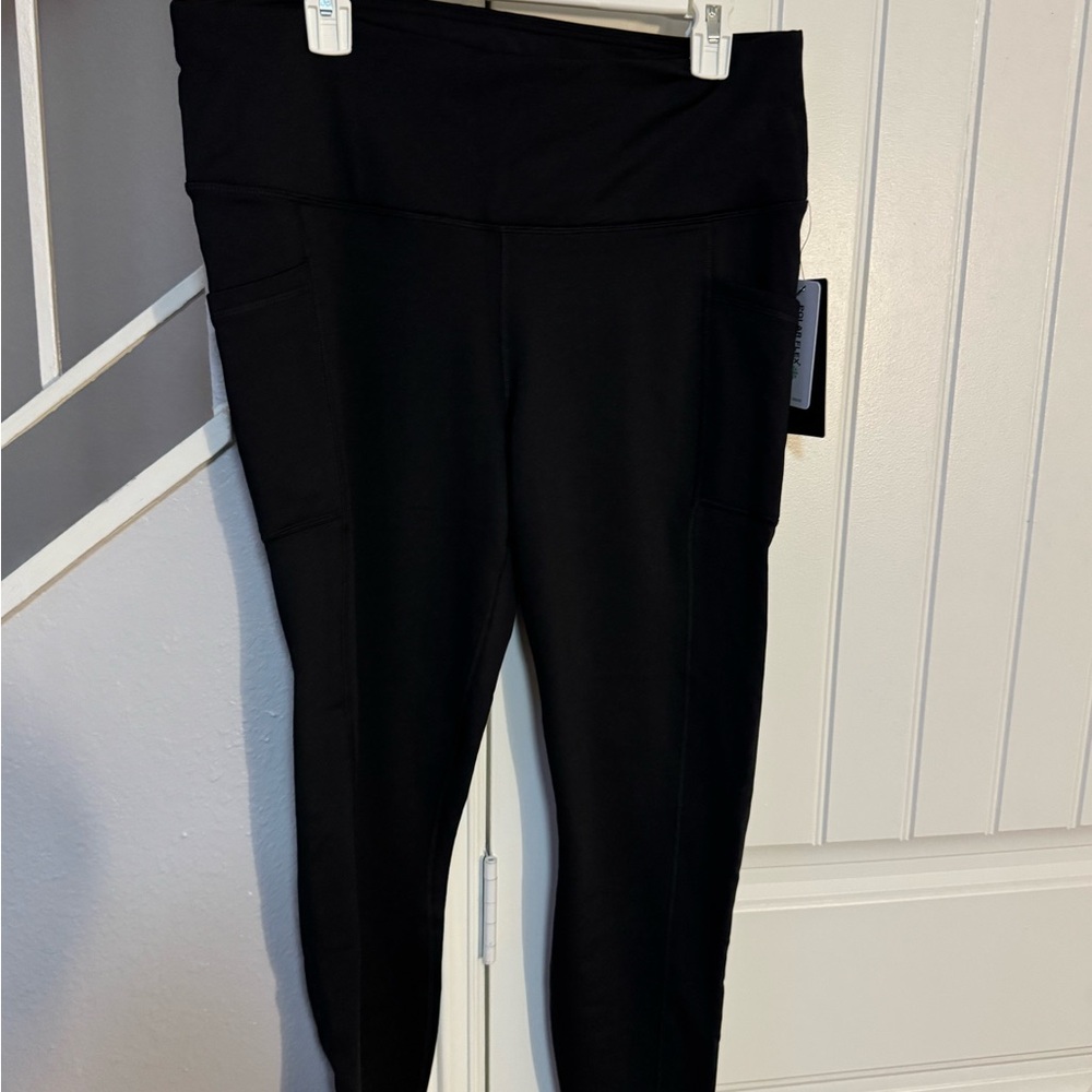 90 Degree By Reflex Black Fleece Lined Leggings with Stretchy Knit NWT